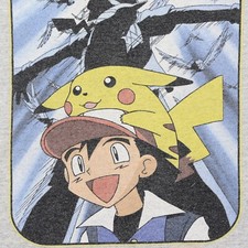 Camiseta Pokemon Pikachu Ash Ketchum Primer Episodio Vintage 1999 Juvenil XL Y2K Años 90