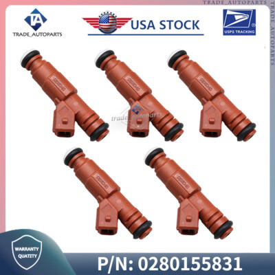 NEW 5x 0280155831 Fuel Injectors For Volvo XC70 XC90 2003-2007 Wagon L5 2.5L US