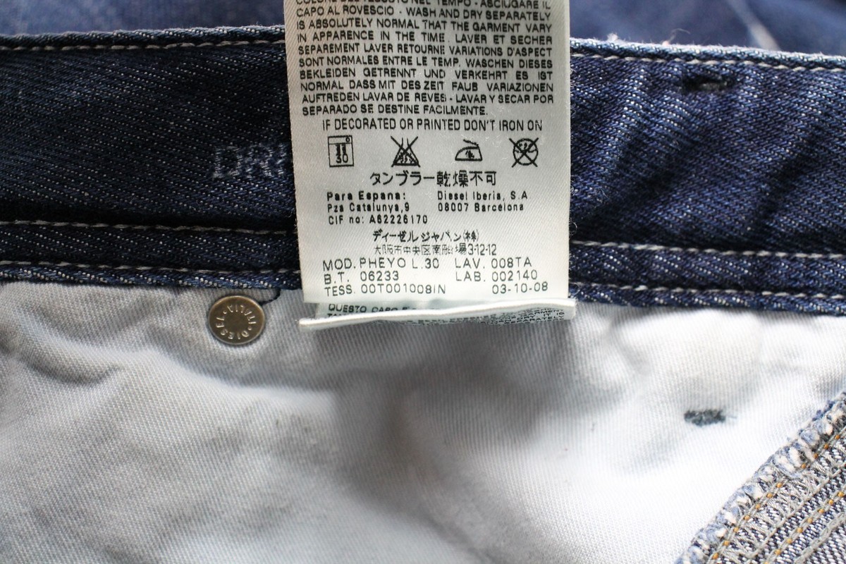 DIESEL Pheyo 008TA Jeans Men's W33/L30 Relaxed Fit Button DIESEL Pheyo 008TA Jeans Men's W33/L30 Relaxed Fit Button