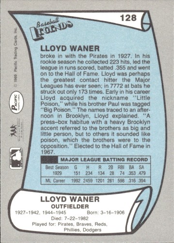 1988 and 1989 Pacific Baseball Legends MLB Set Break #1-#220 — You Choose! - Picture 255 of 441