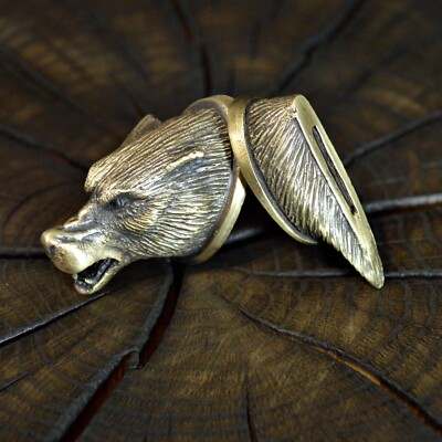 Set WOLF unique solid bronze finger guard bolster & pommel for custom knife