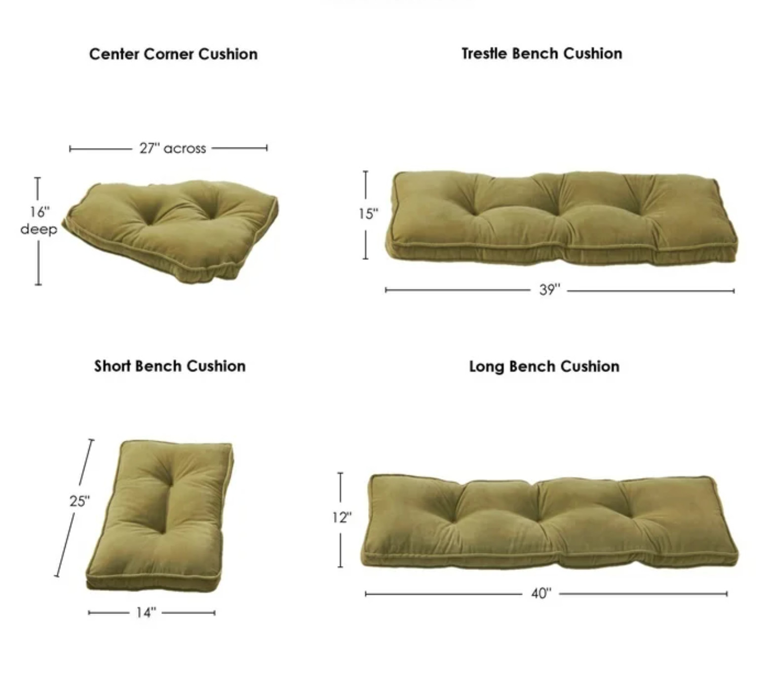 Moss 4 piece Nook Cushion Set Corner Bench Booth Seat Dining Breakfast Kitchen