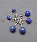 Round Gemstone Beads Silver Stud Earrings Natural 6mm 8mm 10mm Blue Lapis Lazuli