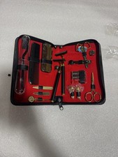 Vintage Men’s Travel Grooming Manicure Shaving Kit Zip Case Scissors Razor
