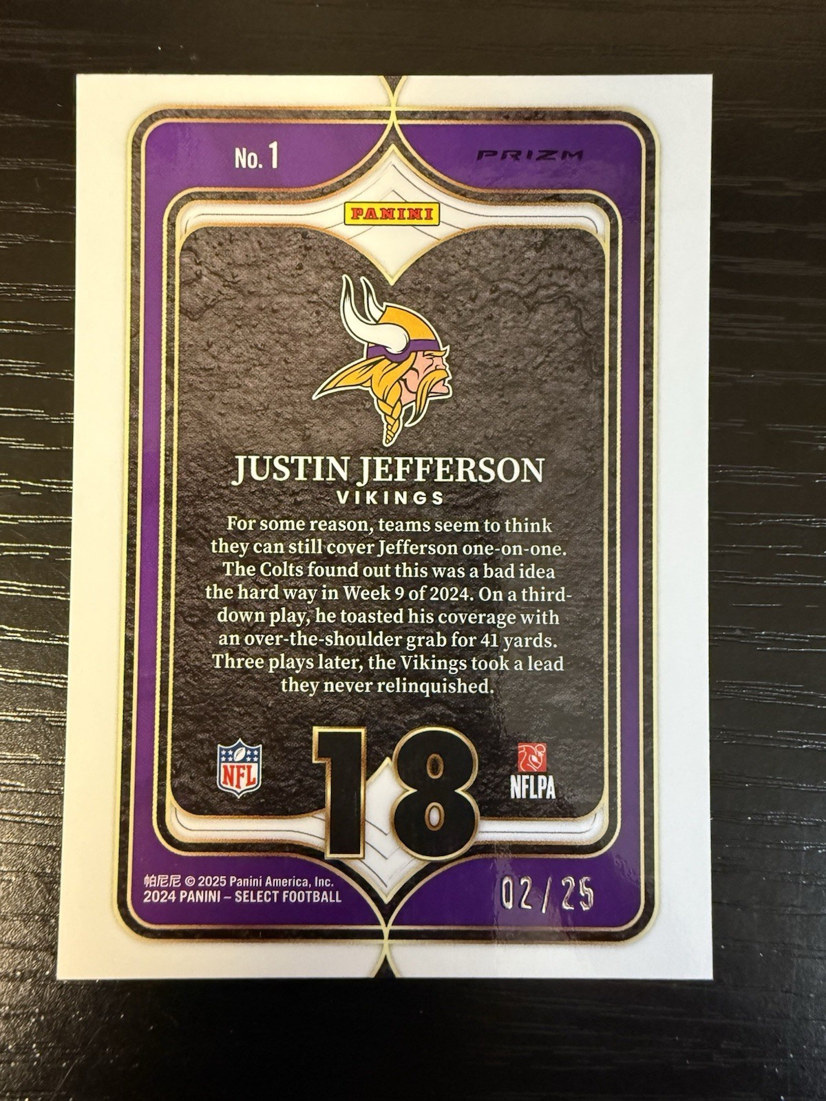 2024 Panini Select Justin Jefferson Numbers Tie-Dye Prizm #’d/25