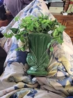 Vintage Shawnee Pottery Double Doves Birds Green Vase 9"