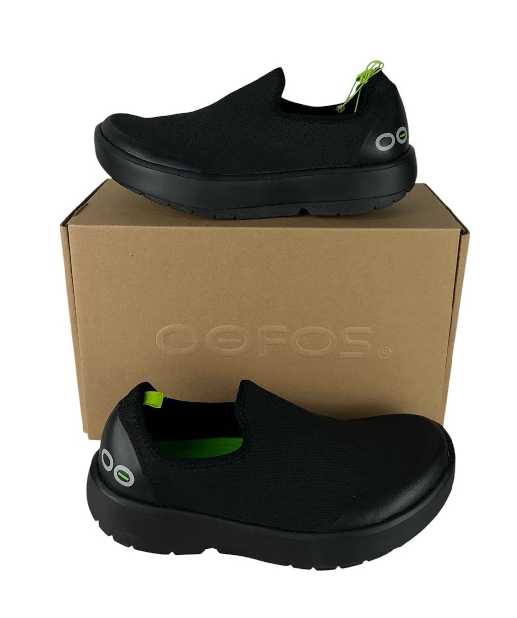 NEW Oofos Oomg Eezee Running Recovery Low Slip On Shoes Black Womens Size 7