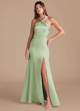 NWT Azazie Rue Dusty Sage Mermaid Pleated Stretch Bridesmaid Dress A16