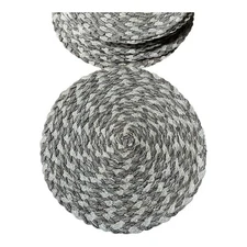 Neutral 15" Round Braided Placemats Set of 12 Mist Grey