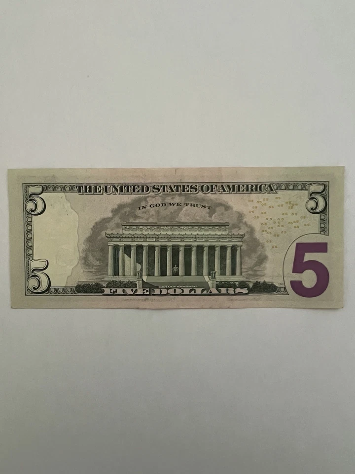 2013 Lincoln 5 Dollar Bill Star Note Low Serial Number MH00155478* - Image 2 of 2