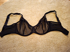 Firtelle Black Sheer Mesh Underwired Unlined Bra 36H Adjustable Straps