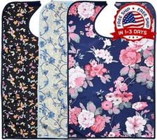 Paquete de 3 Baberos para Adultos Mujer Impermeables y Lavables