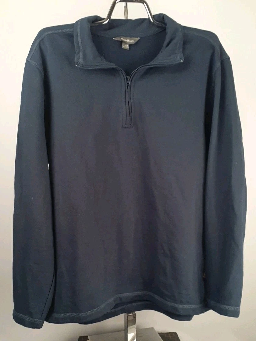 Eddie Bauer Navy Long Sleeve Quarter Zip Shirt Men's SZ LG
