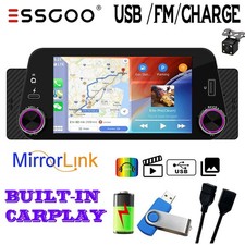 Single 1Din Car Stereo Radio For Apple/Android CarPlay 5" Touch MP5 Player Cam