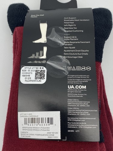 Under Armour UA Team Crew Socken Performance Cardinal Burgundy Brandneu - Bild 4 von 7