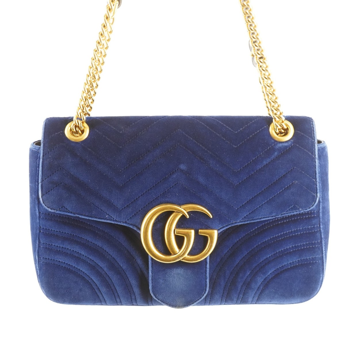 CHANEL GUCCIアルモーダ　オーセンティックブルー Gucci Blue Velvet Marmont Flap Bag with COA - Free Shipping USA | eBay