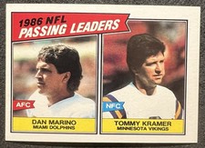1987 TOPPS 1986 PASSING LEADERS DAN MARINO/ TOMMY KRAMER #227 NM OC