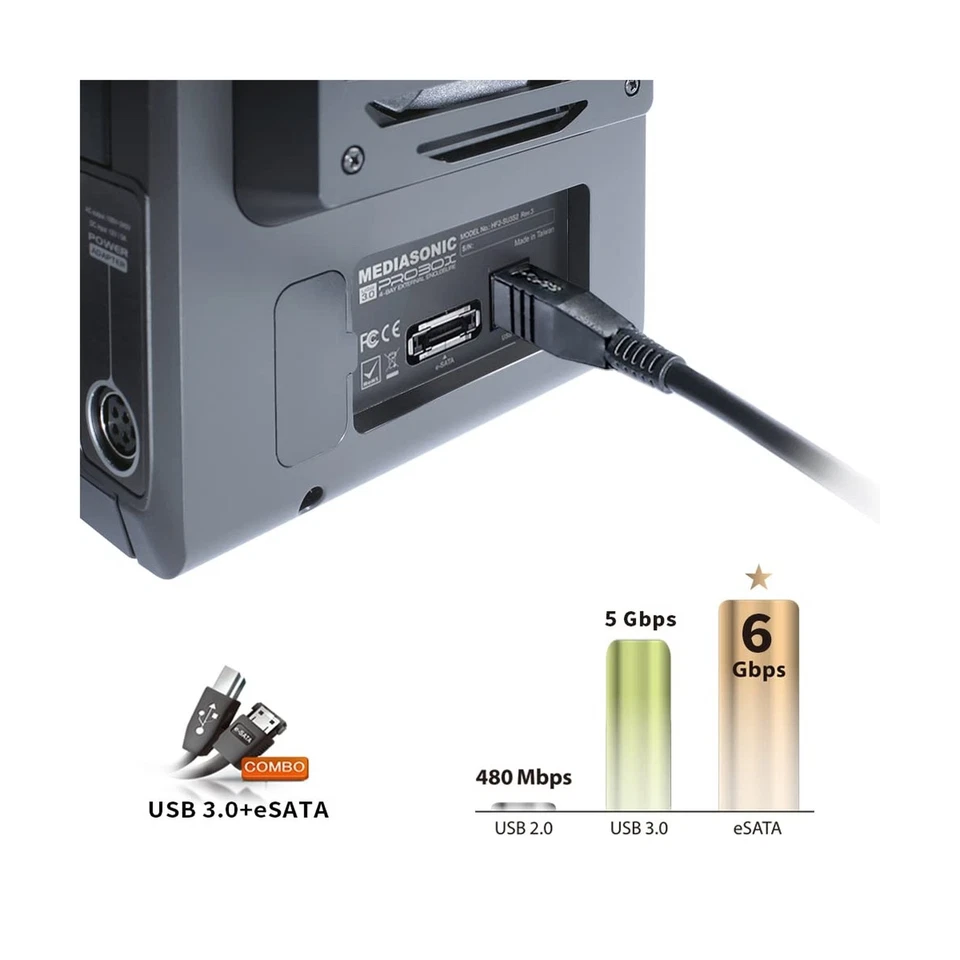 Mediasonic PROBOX 4 Bay DAS 3.5” SATA Hard Drive Enclosure – USB 3.0 - Image 2 of 4