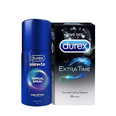 5 X Durex Extra Time Condoms 10s And Durex Spray Combo | Fast Shipping