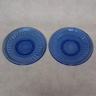 Hazel Atlas Aurora Saucers 2 Cobalt Blue Depression Glass 5 1/2"
