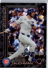 2025 Topps Series 1 Mike Tauchman 04/10 Black Diamante Crackle Foil #261 Cubs