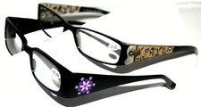 2 pair Lady /Girl Reading Glasses Power 2.00 Fashion readers with crystal bling