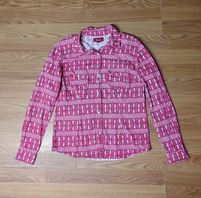 Panhandle Women's Pearl Snap Western Shirt Sz M Red Feathers&Arrows Long Sleeve