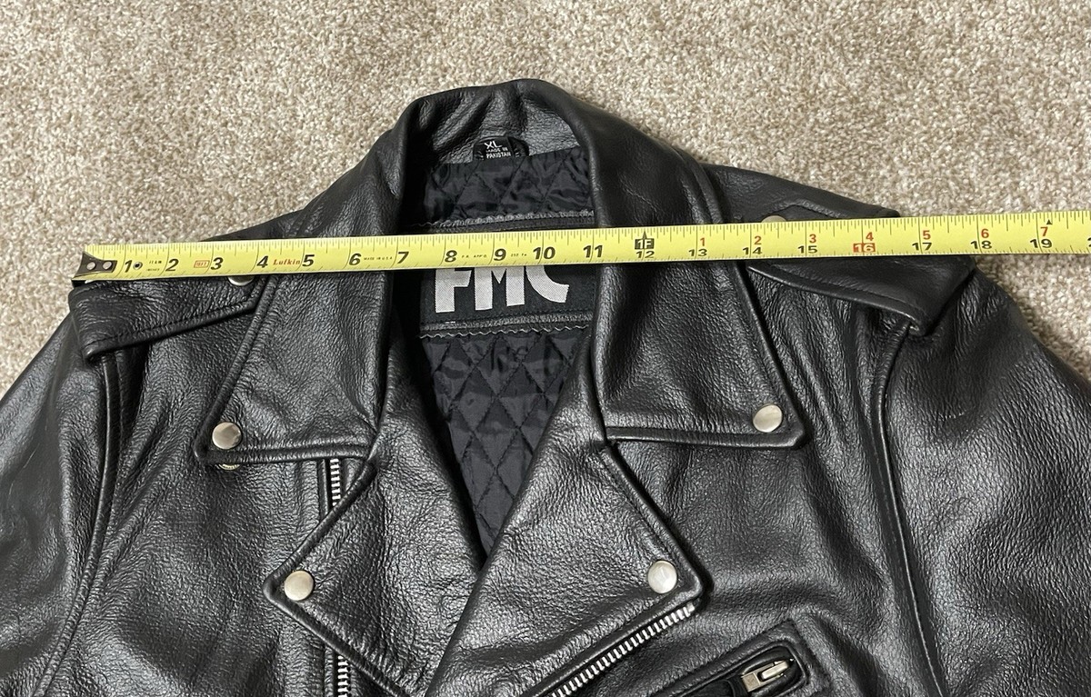 Vintage Y2K FMC Leather Jacket Womens XL /Men's M Black Motorcycle