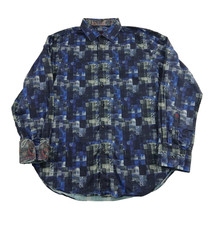 Robert Graham Men's Shirt Classic Fit Abstract Pattern Flip Cuff Size Large