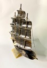 Vintage Sailboat Schooner Sculptured Genuine Bovine Horn Nautical Decor Folk Art — photo 5
