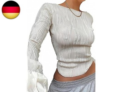 Damen Langarmshirt Streifen Oberteile Basic Casual Elegant Bluse Y2k Fashion