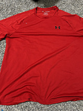 Under Armour Tech Tee Men's XL Red Regular Fit Crew Neck Short Sleeve Poly Logo