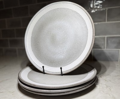 Crate & Barrel Pedra Artisan Grey Dinner Plates Set of 4 Portugal NEW Stoneware