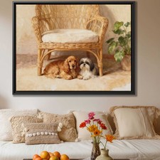 Watercolor Cocker Spaniel Dog Still Life Framed Wall Art for Living Room Decor