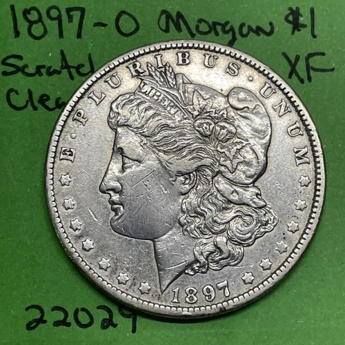 1897-O Morgan Silver Dollar XF Extra Fine Scratch On Cheek Cleaned