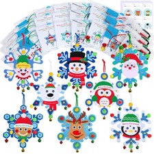 24 Sets Christmas Craft Kits Winter Crafts DIY Christmas Snowflake Ornaments ...