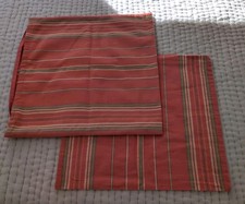 Crate Barrel Vintage Sussex Stripe Pillow Covers Paprika 18 x 18" Orange Green