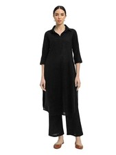 Indian Bollywood Women's Solid Delight Collar Kurta With Palazzos /Trouser