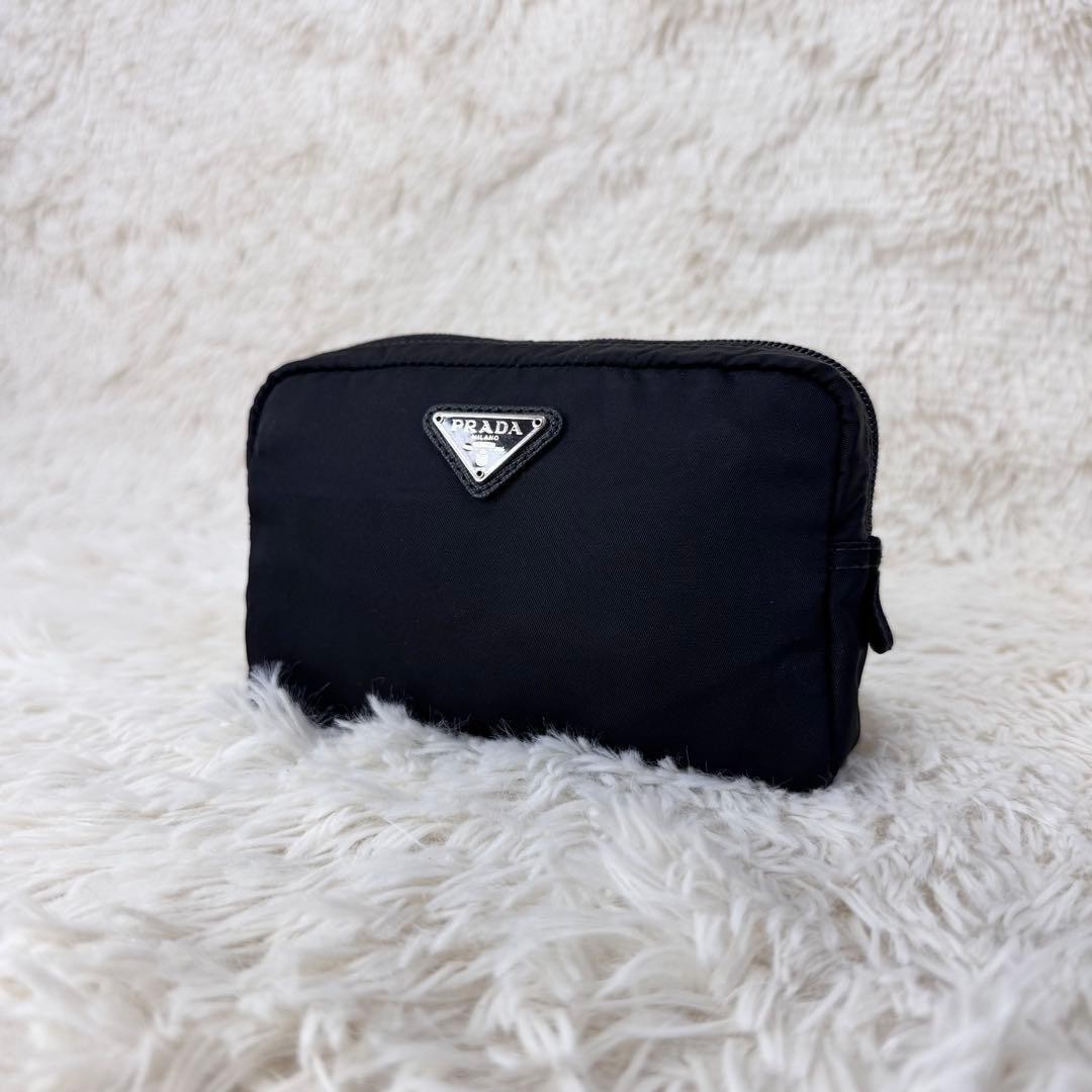 PRADA Triangular Logo Cosmetic Pouch 11x15x3.5cm … - image 12