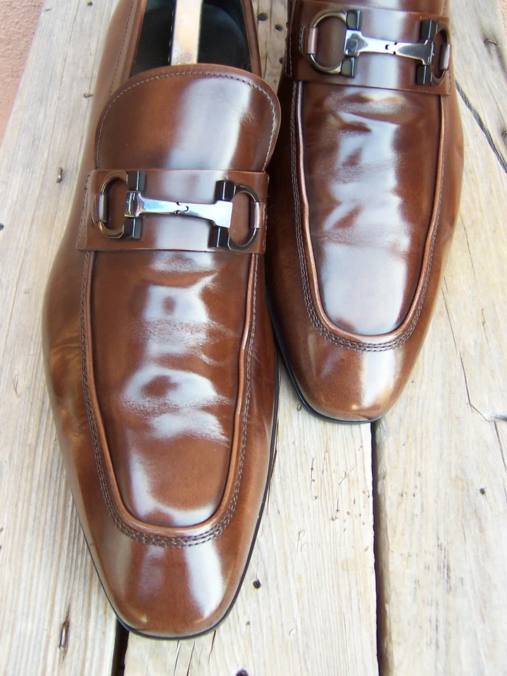 FERRAGAMO Casual Dress Shoes Brown Leather Italian Horsebit Loafers Size 11.5D - Image 2 of 4