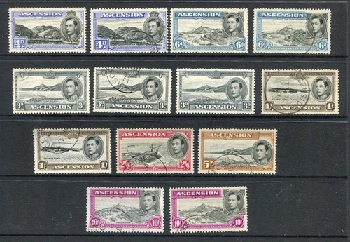 ASCENSION 1938 KGVI Fine Used to 10 Shillings (x2) 13 Stamps