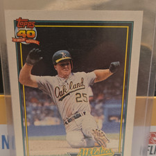 Topps 1991 Mark McGwire #270 Oakland Athletics Baseball Trading Card Base Set