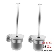 Toilet Brush and Holder Set No Drilling Wall Mounting  Stainless Steel 2 Pack