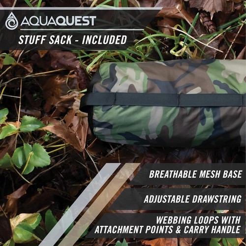 AquaQuest Defender Camping Tarp - Schwerlastzelt 10 x 10 ft, Woodland Camo - Bild 4 von 7