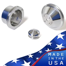 Billet Aluminum Pulley Kit Chevy Small Block V-Belt 350 LWP SBC Alternator 327