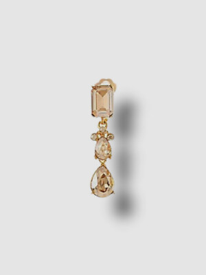 $310 Oscar de la Renta Women's Gold Crystal Classic Small Drop Clip-on Earrings