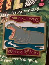 1992 WWF Go Wild Hippopotamus Pin 1" With Card Shopko Vintage Collection Animal