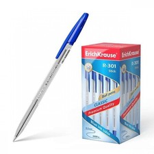 Penne per scuola ufficio - 50 penne Blu corpo trasparente Erichkrause