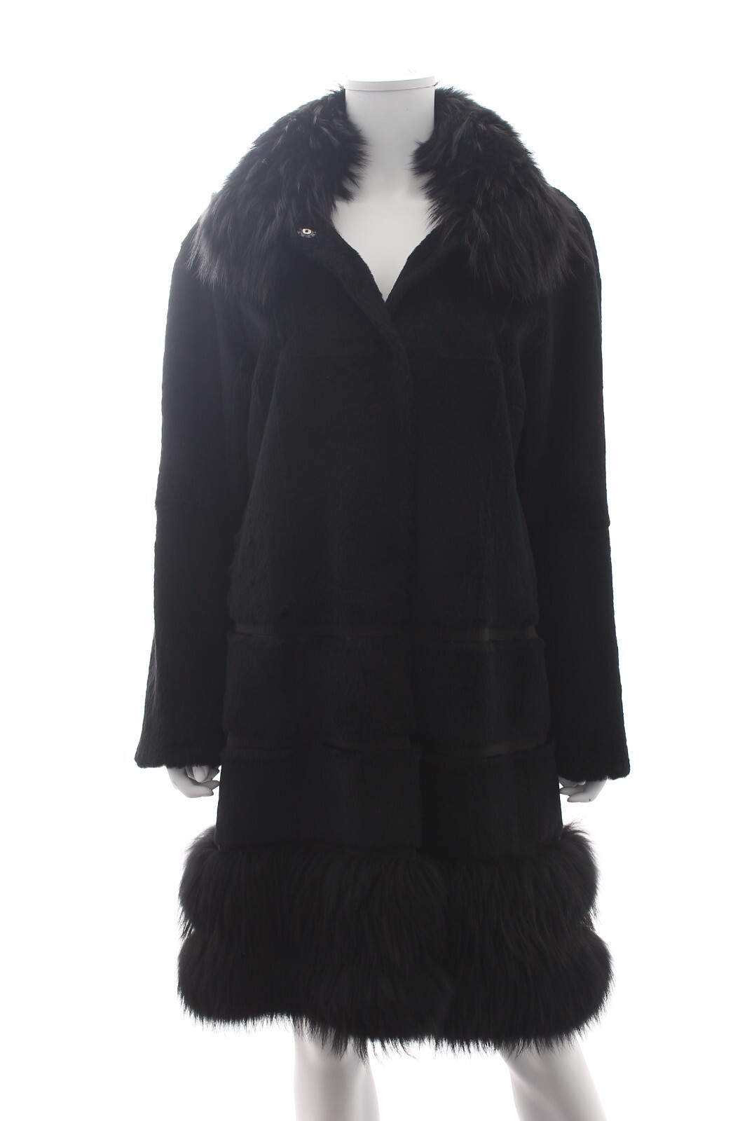 Max Mara Studio Rabbit and Fox Fur Coat / Black - image 4