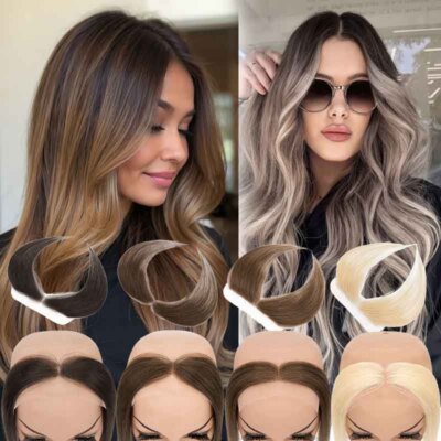 Women Straight Forehead Hairline Full Lace Base Topper Cover up Human Hairline